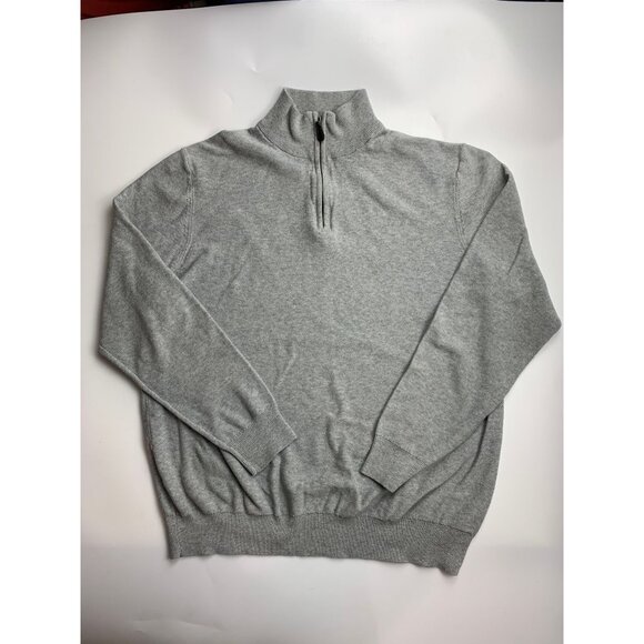 Lachlan Men's L Gray British Inspired 1/4 zip Sweater - Picture 1 of 3